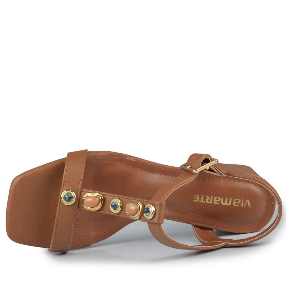 Sandália Via Marte Feminina Salto Bloco 171-036-01 Caramelo 4