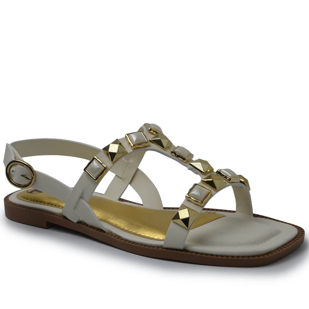 Sandália Rasteira Tanara Feminina T8626 Branco 2