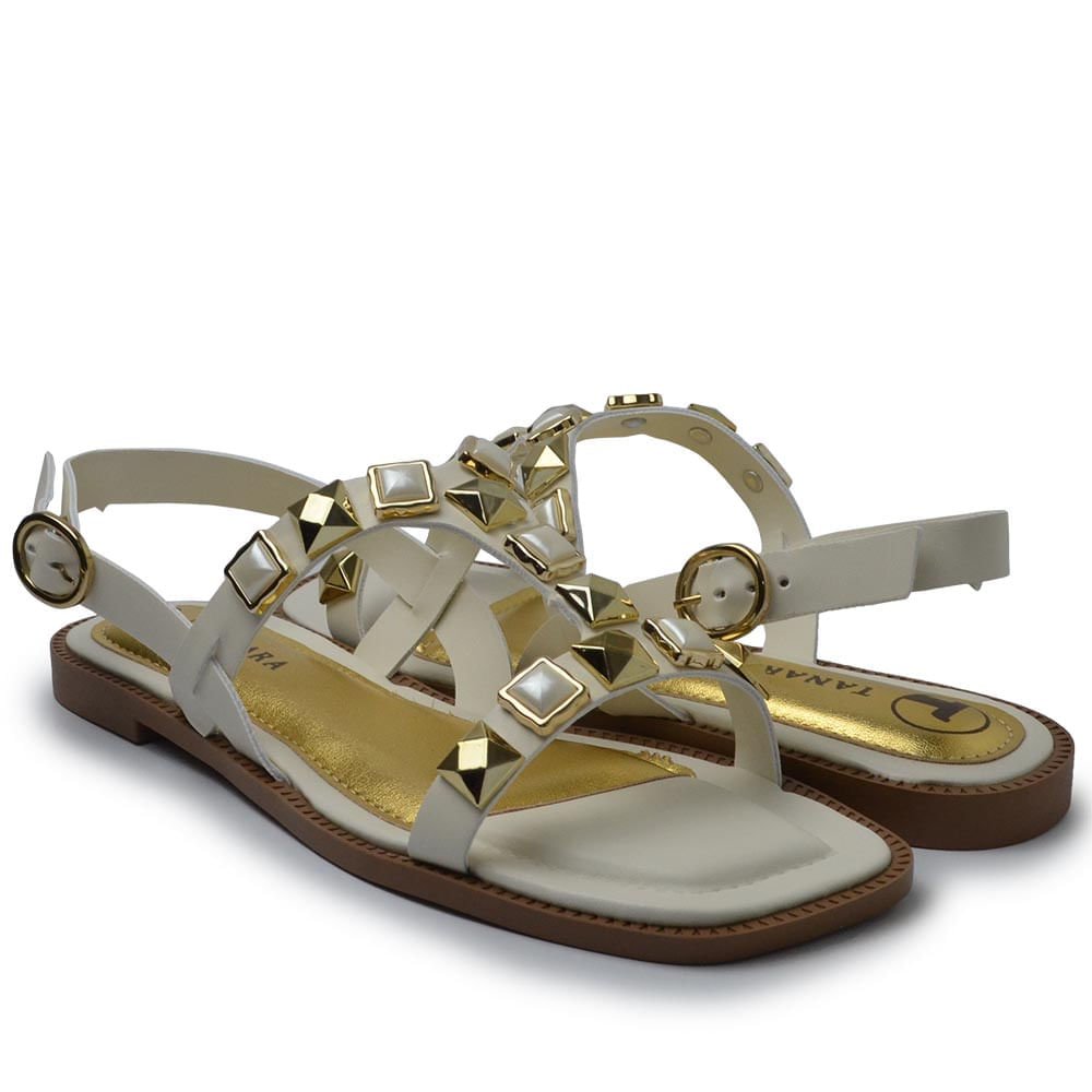 Sandália Rasteira Tanara Feminina T8626 Branco 6