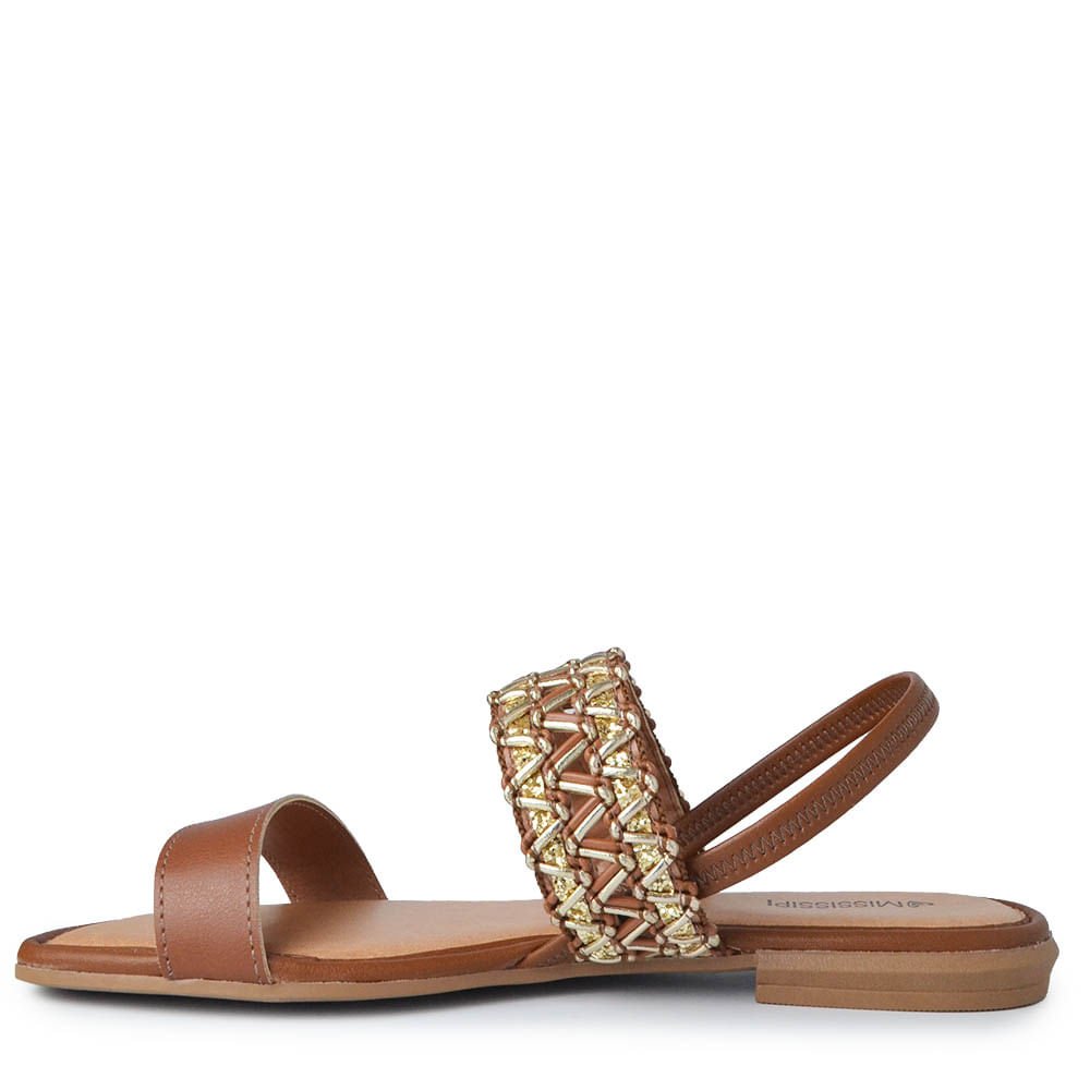 Sandália Rasteira Mississipi Feminina JO441 Marrom 3