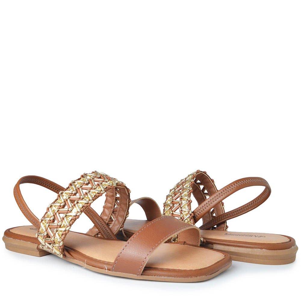 Sandália Rasteira Mississipi Feminina JO441 Marrom 6