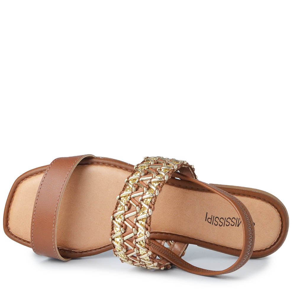 Sandália Rasteira Mississipi Feminina JO441 Marrom 2