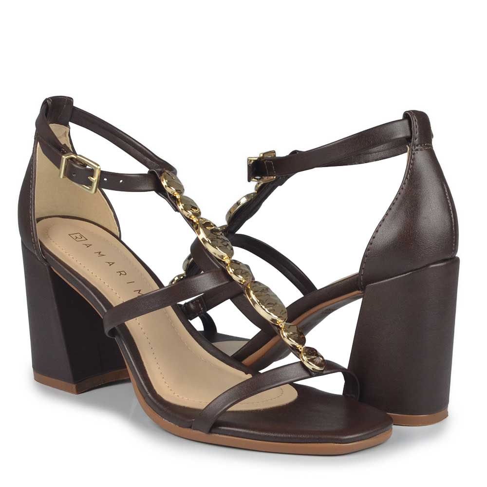 Sandália Ramarim Feminino Salto Bloco 2541207 Marrom 6