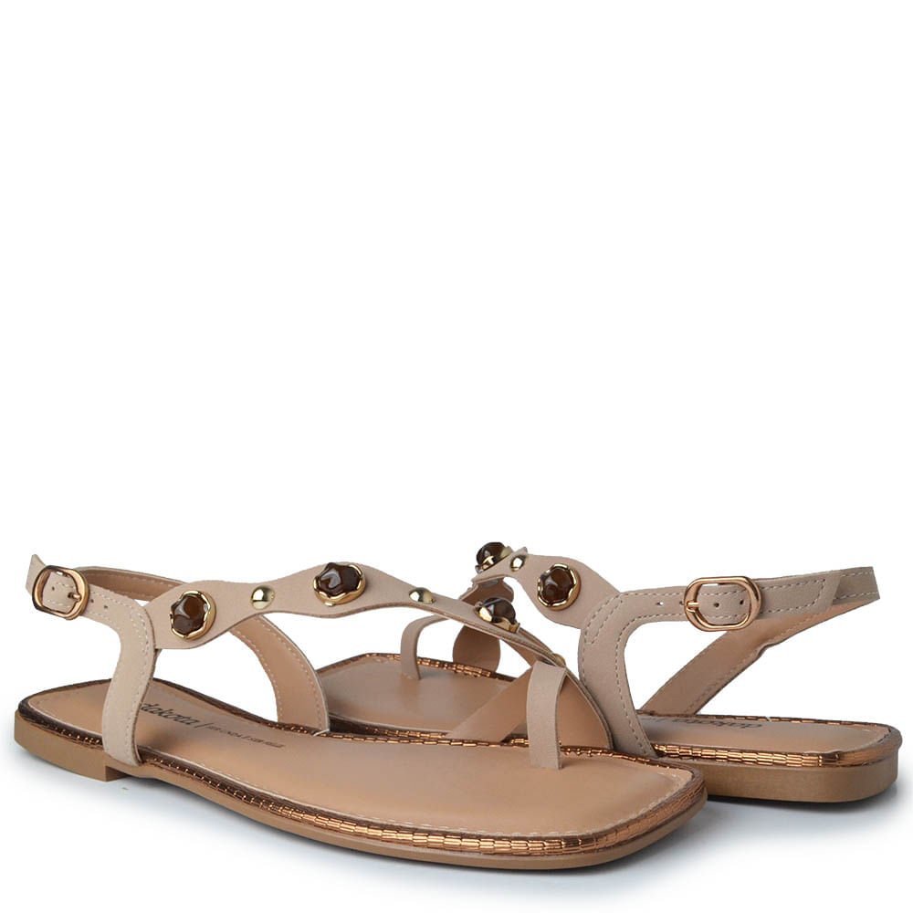 Sandália Rasteira Dakota Feminina Y9381 Bege 6