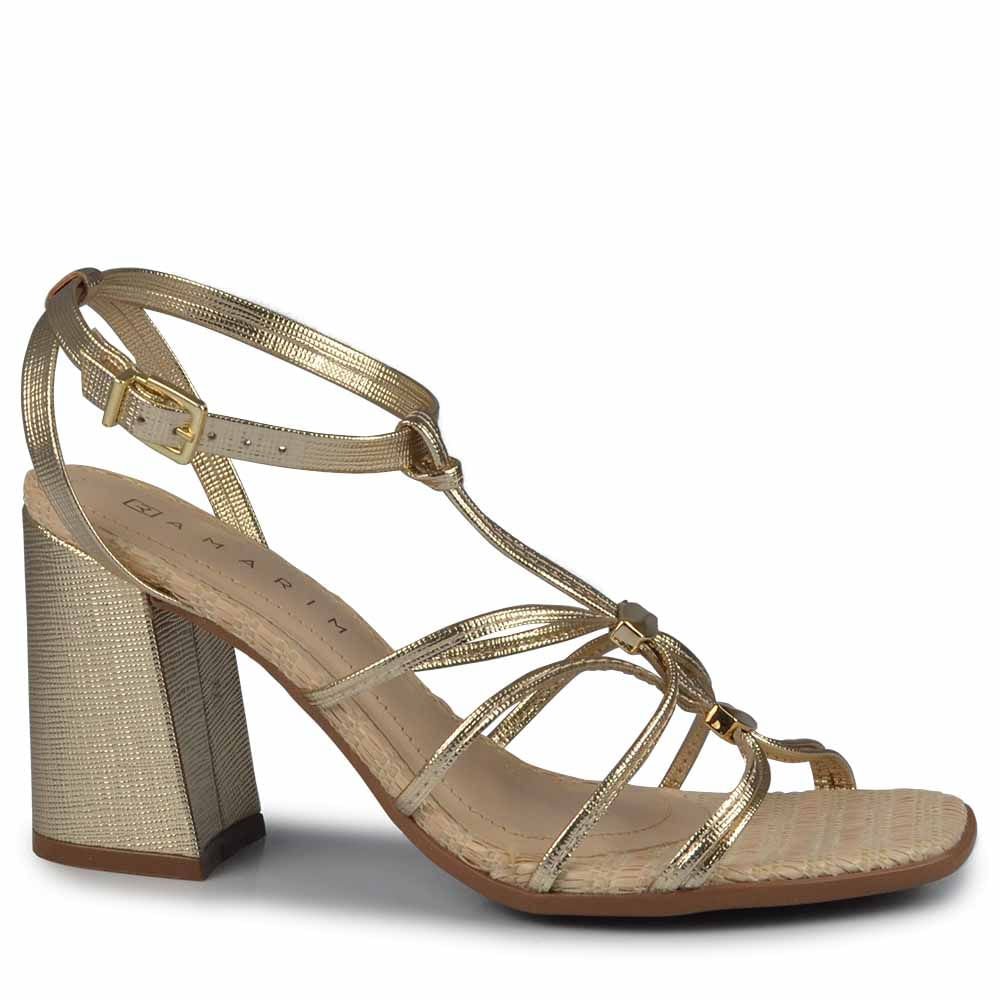 Sandália Ramarim Feminino Salto Bloco 2541204 Dourado 2