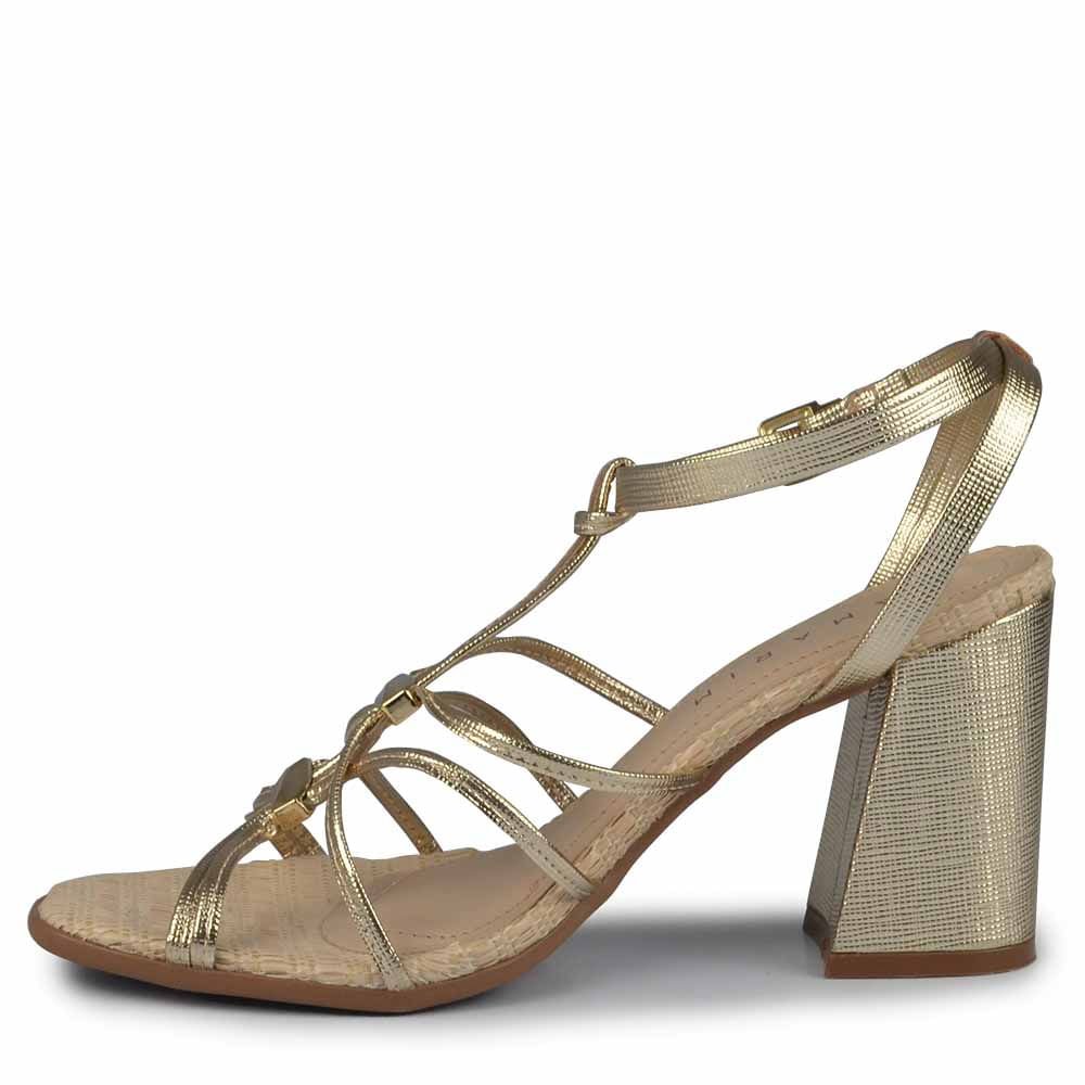 Sandália Ramarim Feminino Salto Bloco 2541204 Dourado 3