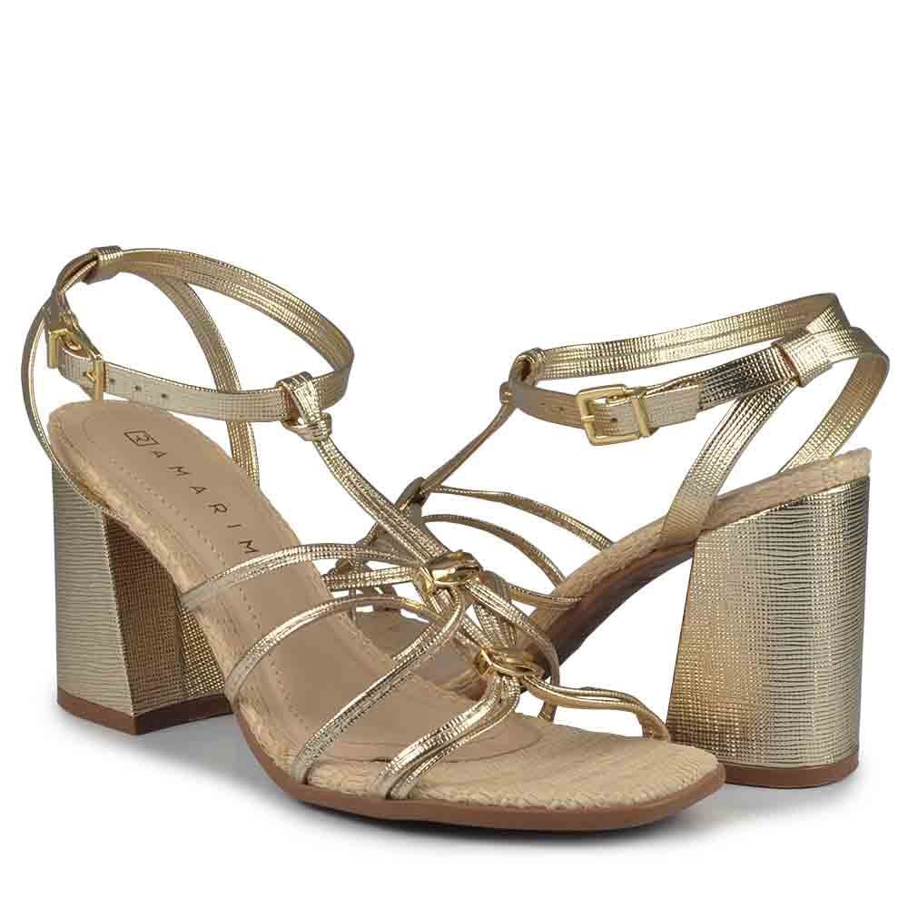 Sandália Ramarim Feminino Salto Bloco 2541204 Dourado 6