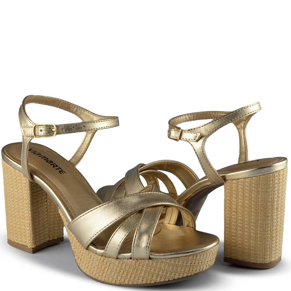 Sandália Salto Alto Via Marte Feminina 141-026-01 Dourado 6