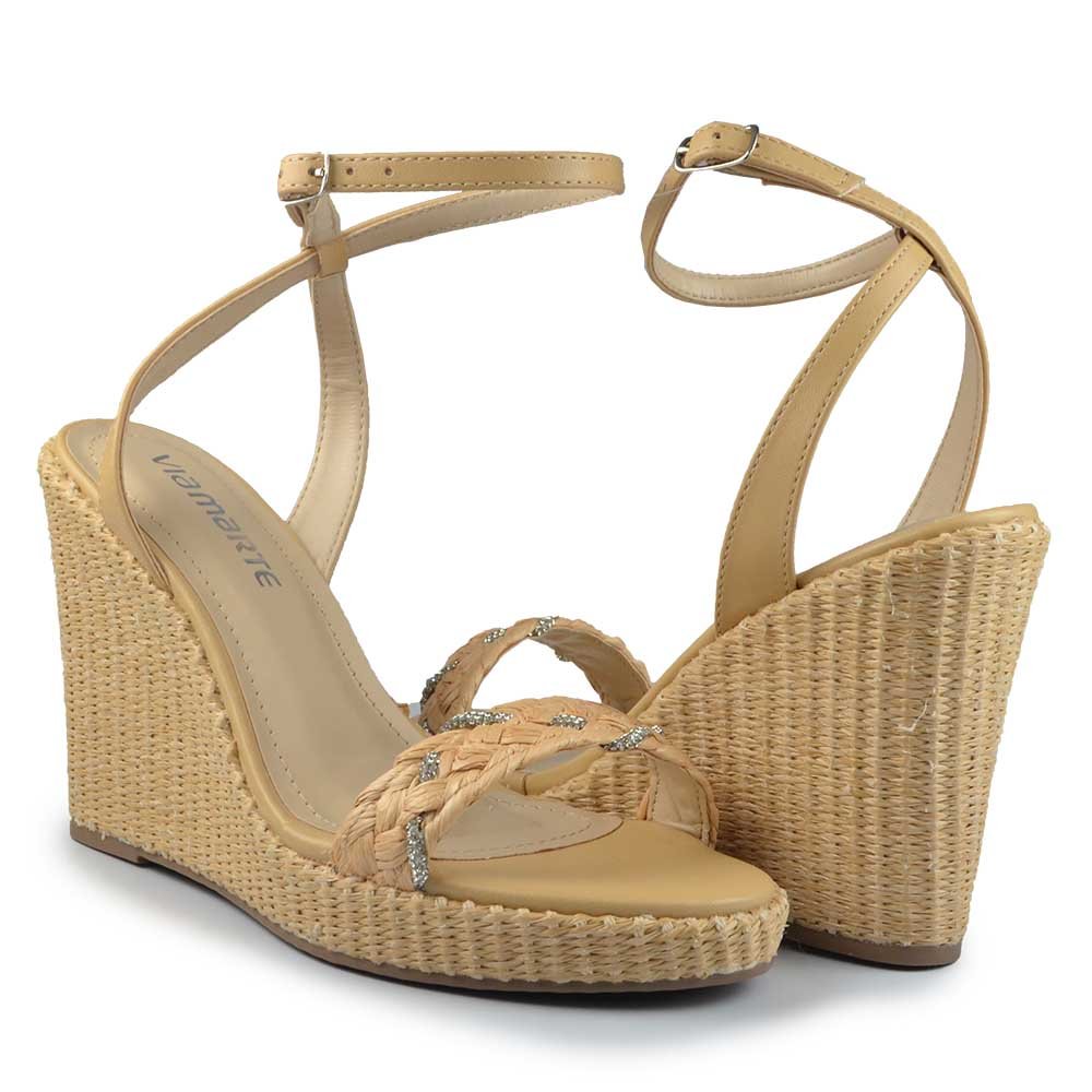 Sandália Anabela Via Marte Feminina 295-007-01 Bege 6