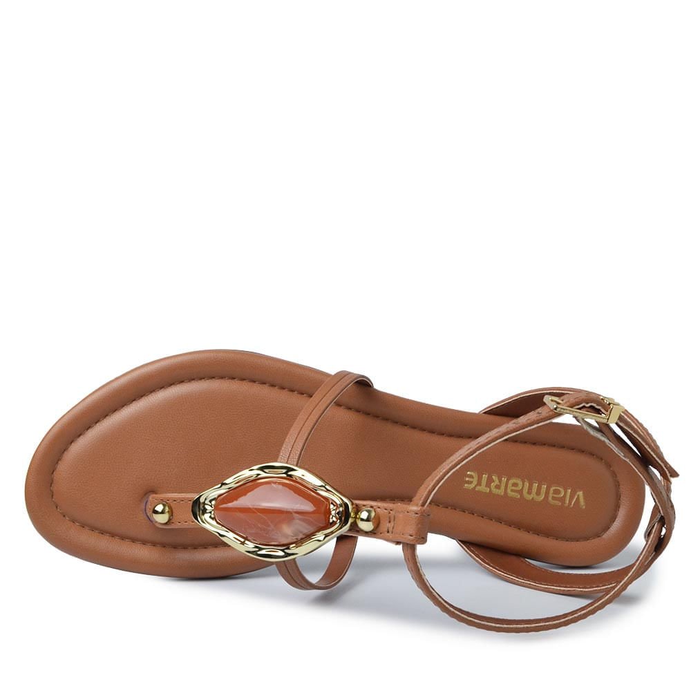 Sandália Rasteira Via Marte Feminina 331-005-01 Marrom 4