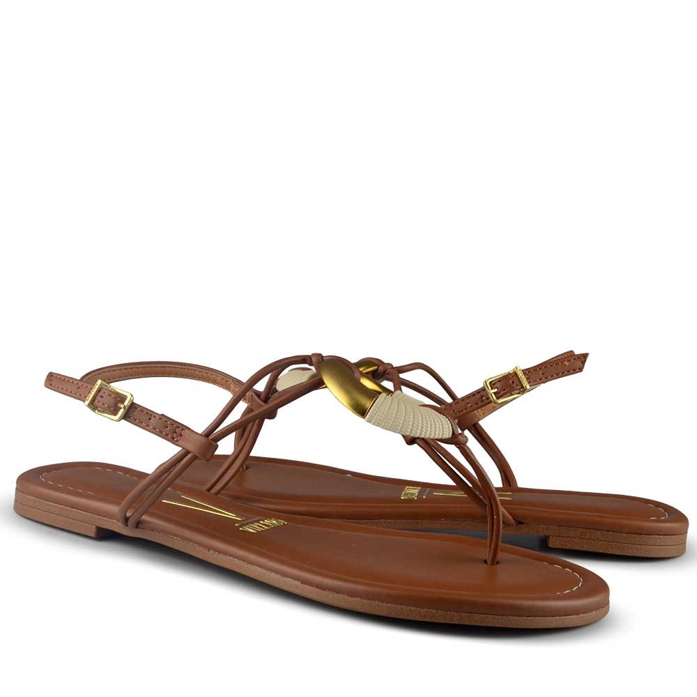 Sandália Rasteira Vizzano Feminino 6371.1001 Marrom 6