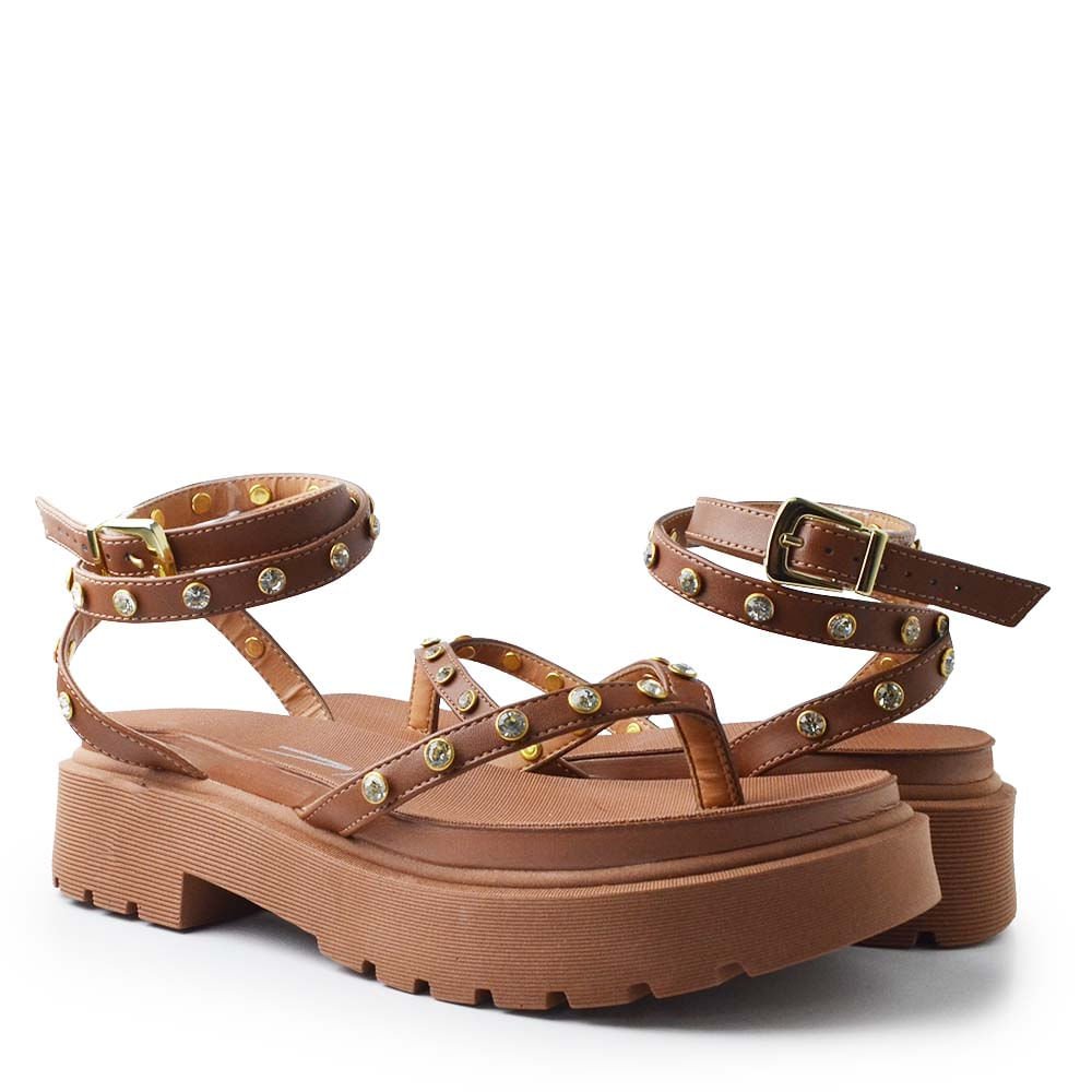 Sandália Flatform Vizzano Feminina 6499.133 Marrom 6