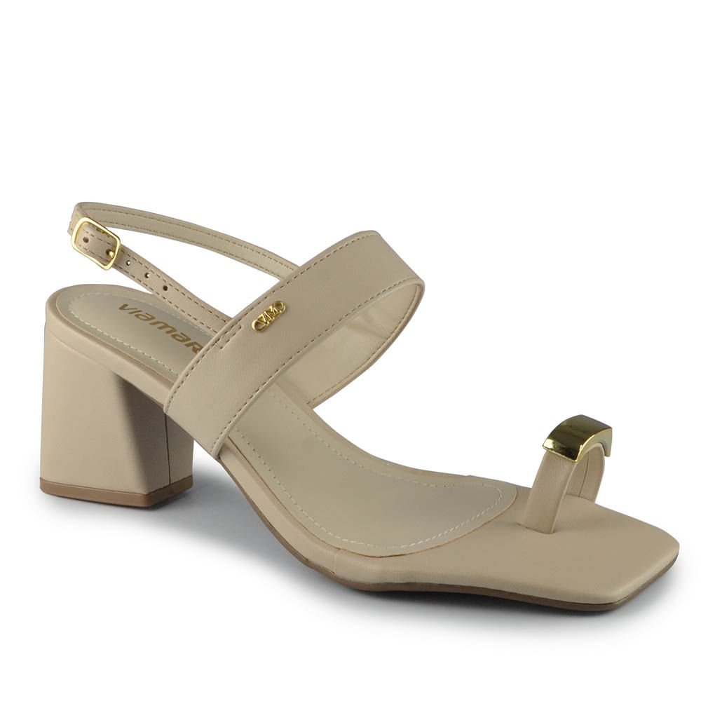 Sandália Salto Bloco Via Marte Feminina 264-007-01 Bege 2
