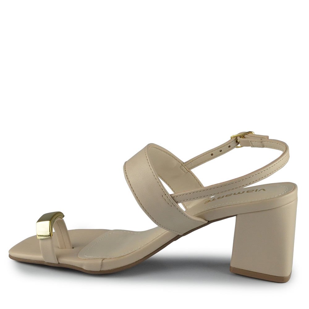 Sandália Salto Bloco Via Marte Feminina 264-007-01 Bege 3