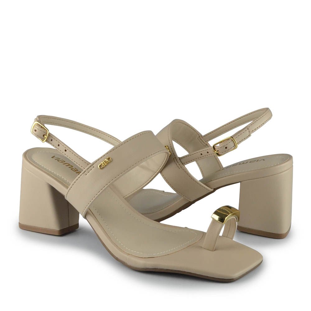 Sandália Salto Bloco Via Marte Feminina 264-007-01 Bege 6