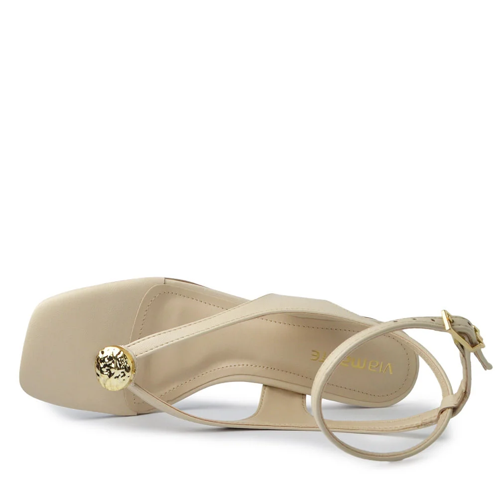 Sandália Via Marte Feminina Salto Bloco 199-025-01 Branco 4