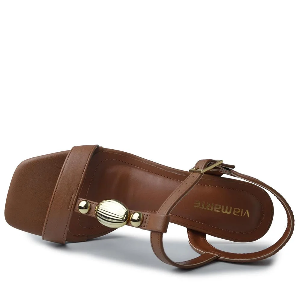 Sandália Via Marte Feminino Salto Bloco 270-002-01 Marrom 4