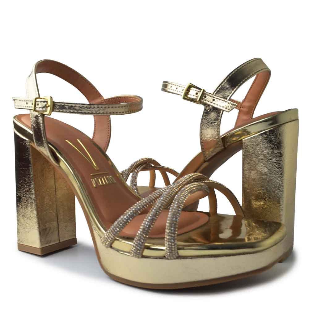 Sandália Vizzano Salto Alto Feminina 6551.105 Metal Dourado 6
