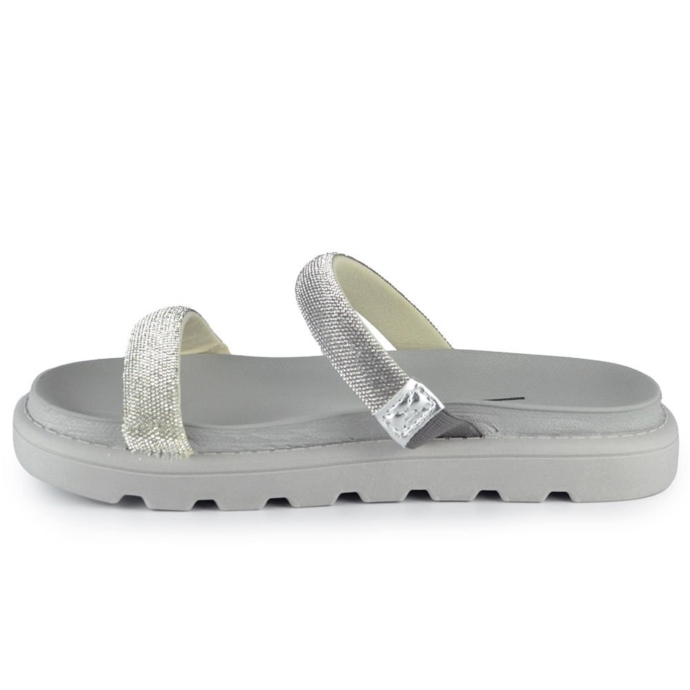 Sandália Papete Vizzano Feminina Strass - Brilho BK 6459.110 MADRI Cinza 3