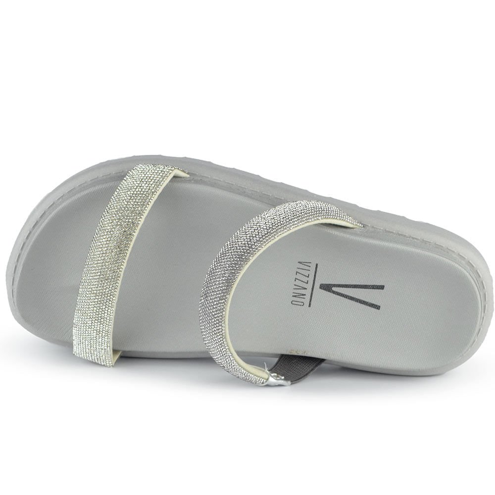 Sandália Papete Vizzano Feminina Strass - Brilho BK 6459.110 MADRI Cinza 4