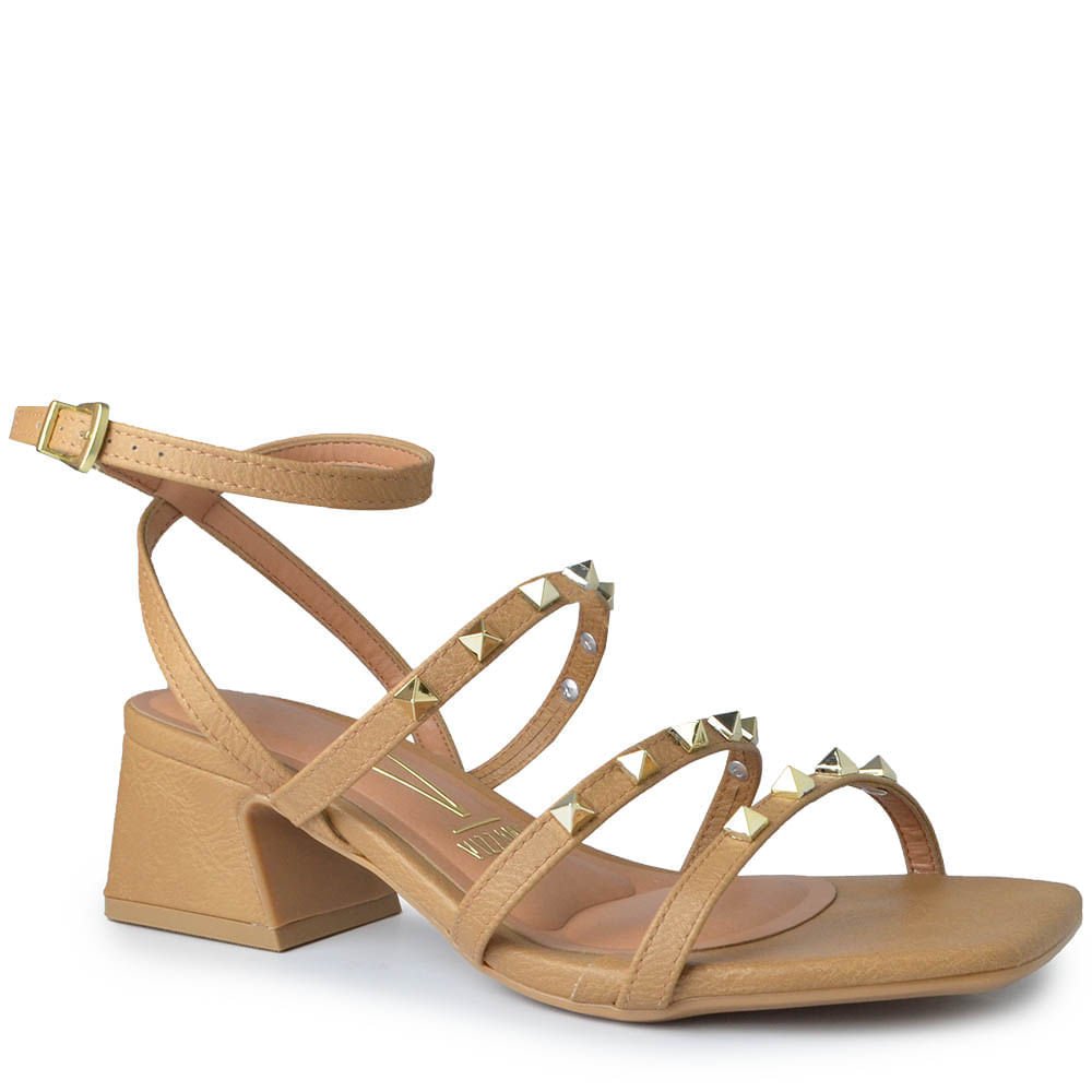 Sandália Salto Bloco Vizzano Feminina 6558.107 Bege 2