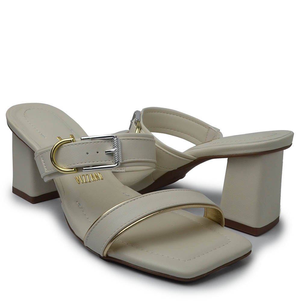 Tamanco Vizzano Feminino Salto Bloco 6455.132 Branco 6