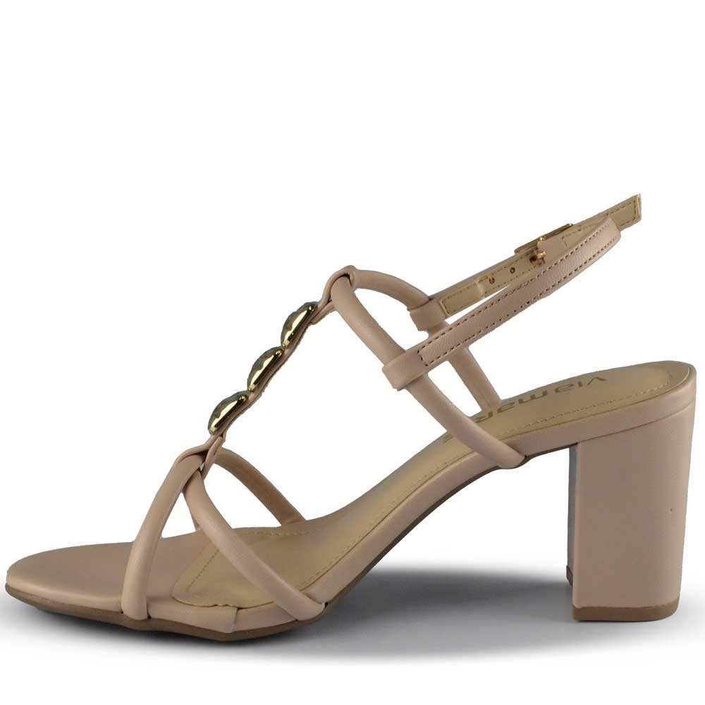 Sandália Via Marte Feminina Salto Bloco 265-006-02 Bege 3