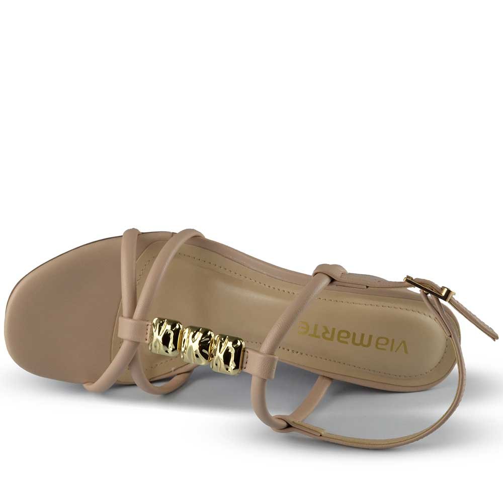 Sandália Via Marte Feminina Salto Bloco 265-006-02 Bege 4