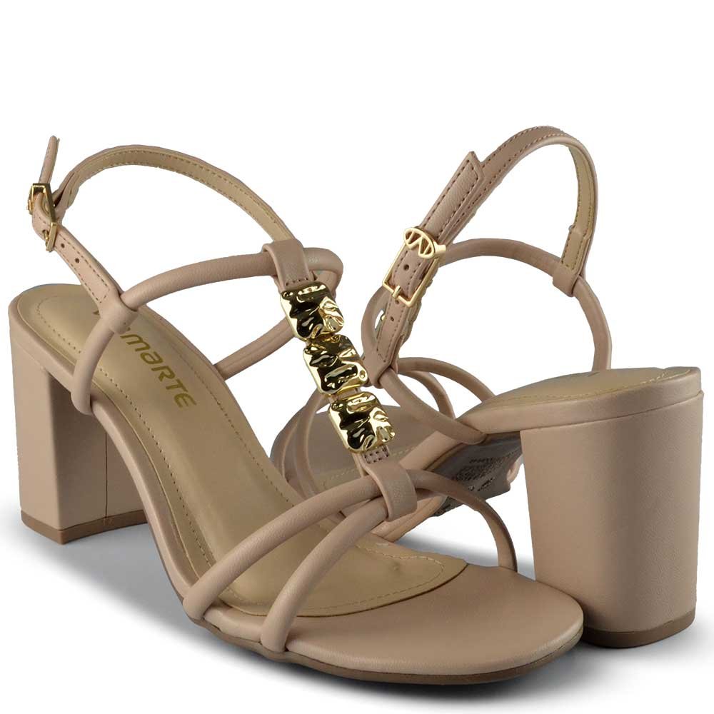 Sandália Via Marte Feminina Salto Bloco 265-006-02 Bege 6