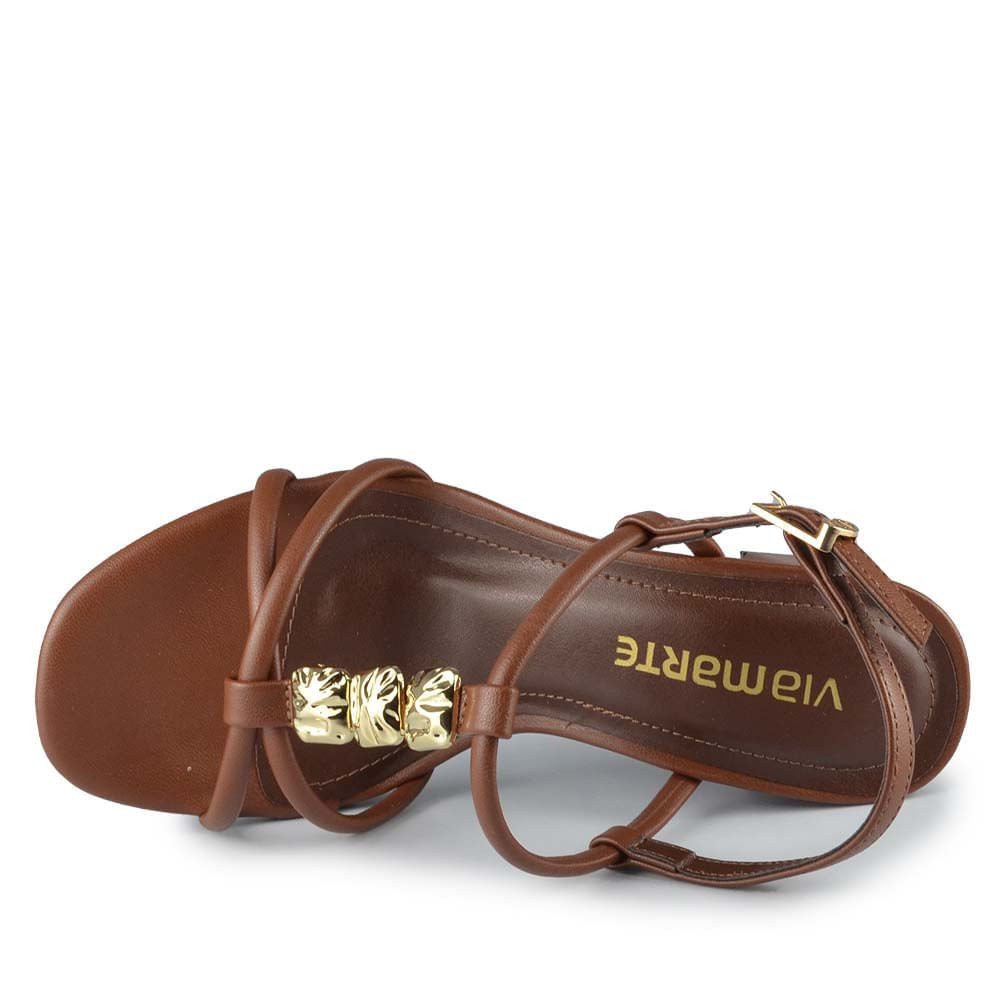 Sandália Via Marte Feminina Salto Bloco 265-006-02 Marrom 4