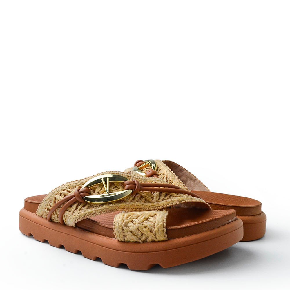 Sandália Papete Vizzano Feminina 6510.121 Bege/Marrom 2