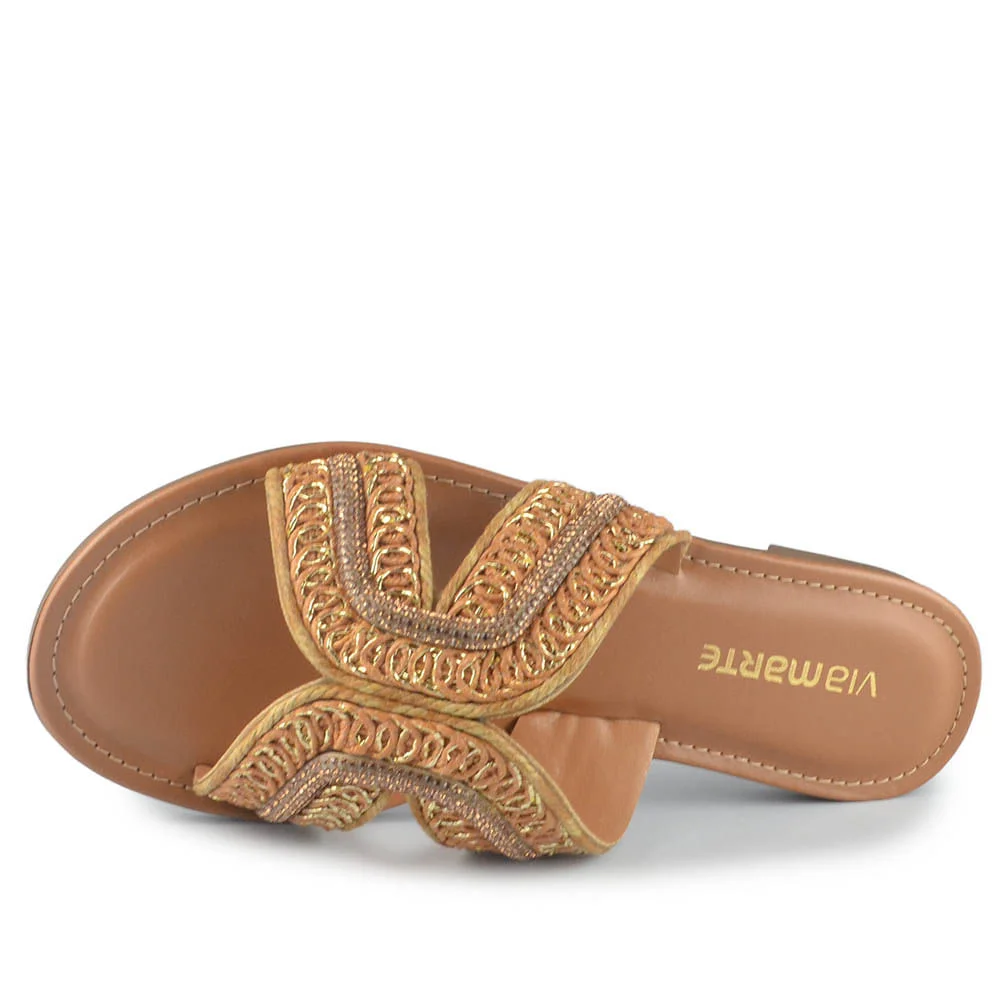 Sandália Rasteira Via Marte Feminina 308-001-01 Marrom 4