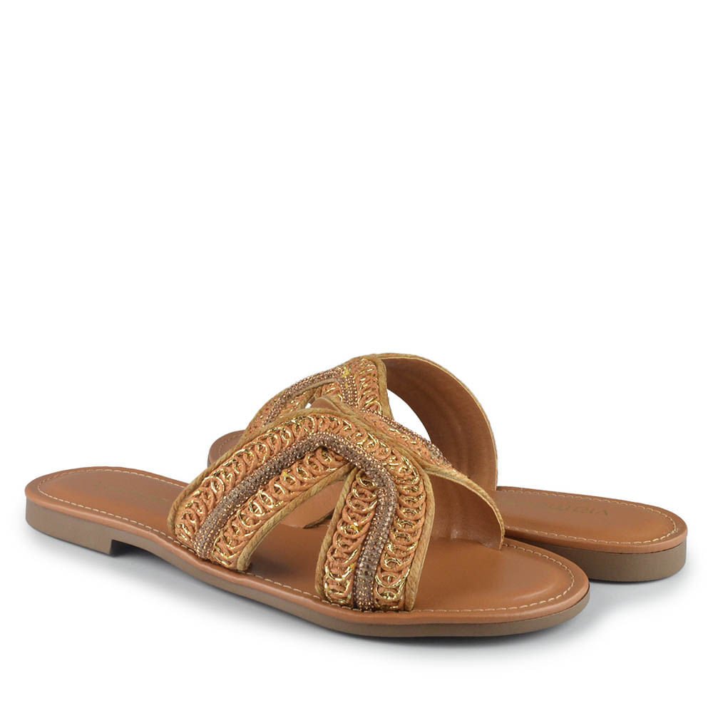 Sandália Rasteira Via Marte Feminina 308-001-01 Marrom 6