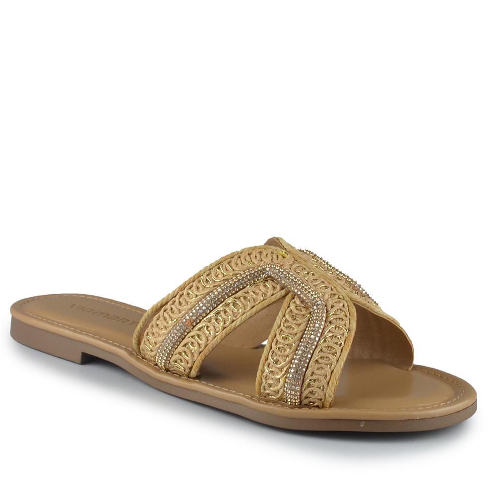 Sandália Rasteira Via Marte Feminina 308-001-01 Bege 2