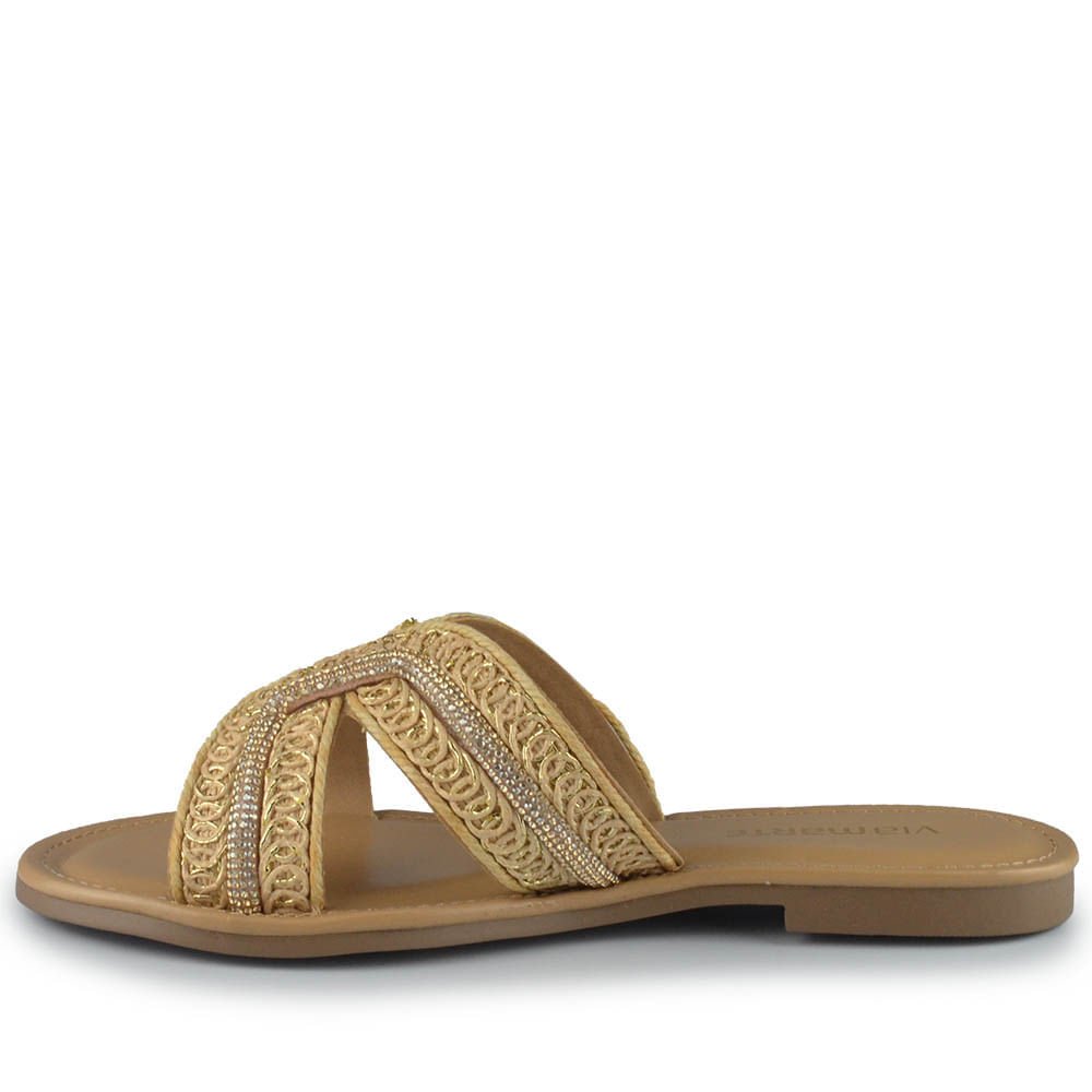 Sandália Rasteira Via Marte Feminina 308-001-01 Bege 3