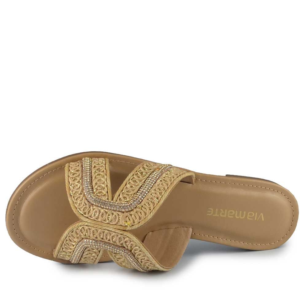 Sandália Rasteira Via Marte Feminina 308-001-01 Bege 4