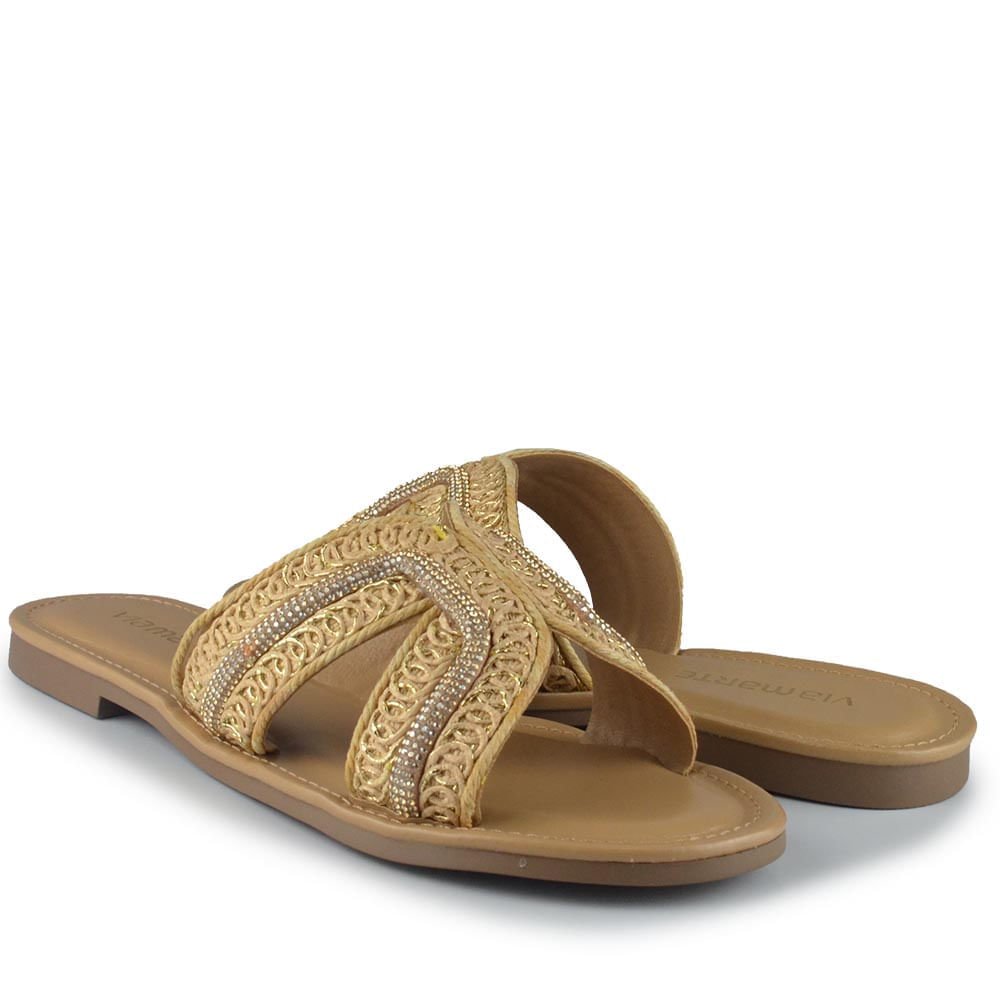 Sandália Rasteira Via Marte Feminina 308-001-01 Bege 6