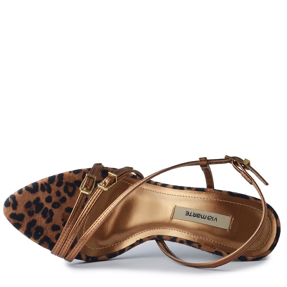 Sandália Salto Fino Via Marte Feminina 337-002-01 Animal Print/Bronze 4