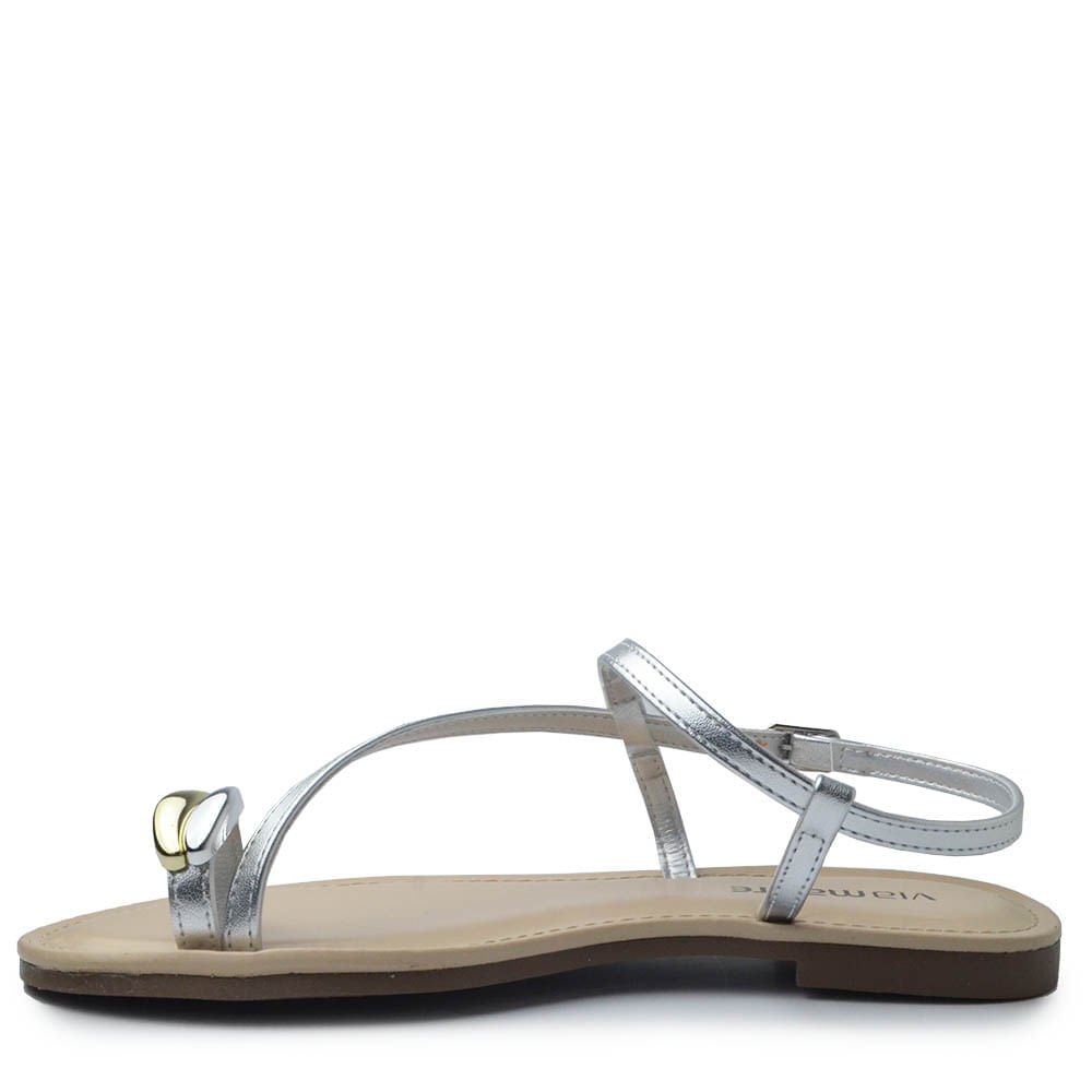 Sandália Rasteira Via Marte Feminina 330-002-01 Prata 3