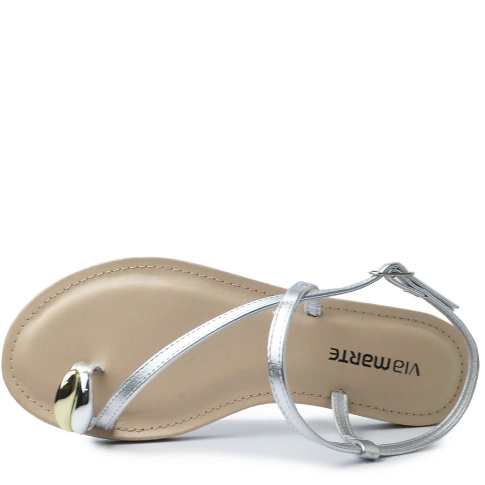 Sandália Rasteira Via Marte Feminina 330-002-01 Prata 4