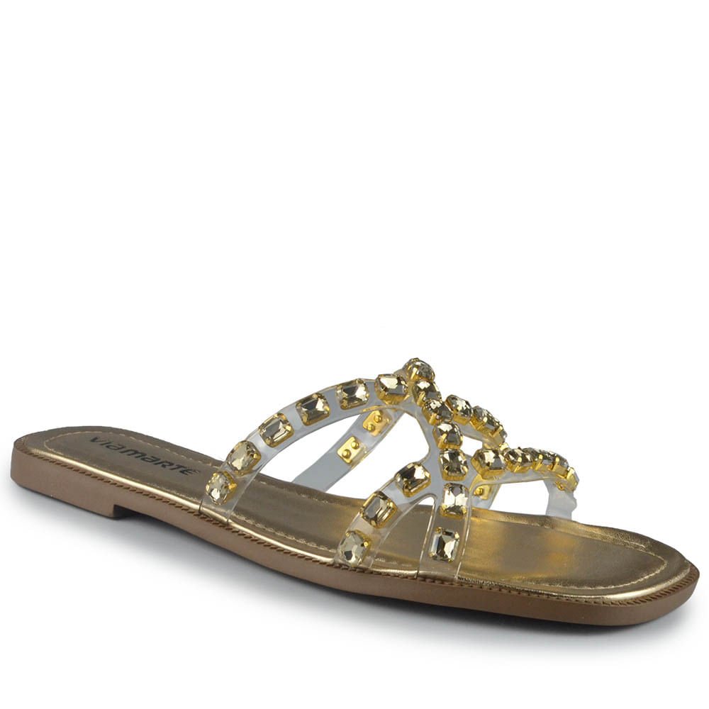 Sandália Rasteira Via Marte Feminina 291-008-01 Dourado 2