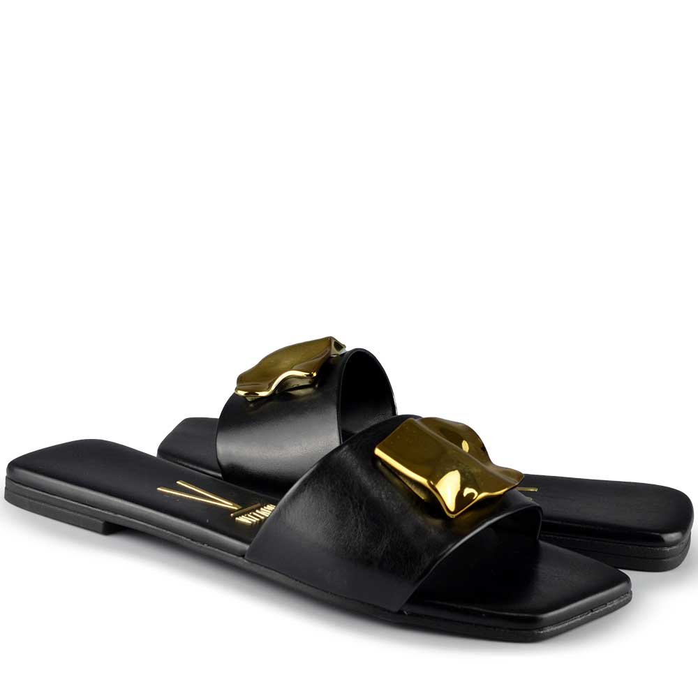 Sandália Rasteira Vizzano Feminina 6553.100 Preto 6