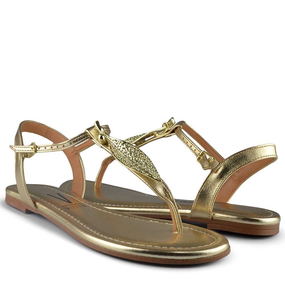 Sandália Rasteira Vizzano Feminina 6371.174 Dourado 6