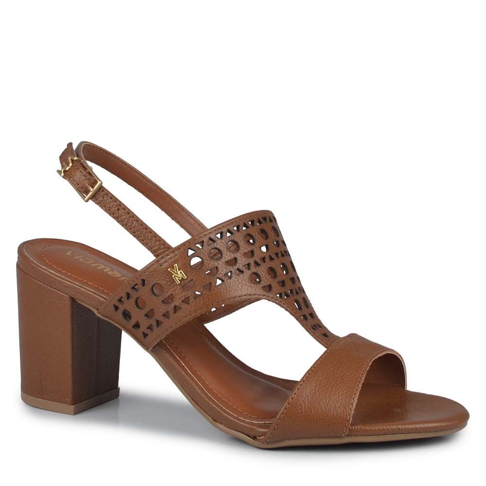 Sandália Salto Bloco Via Marte Feminina 321-006-01 Marrom 2