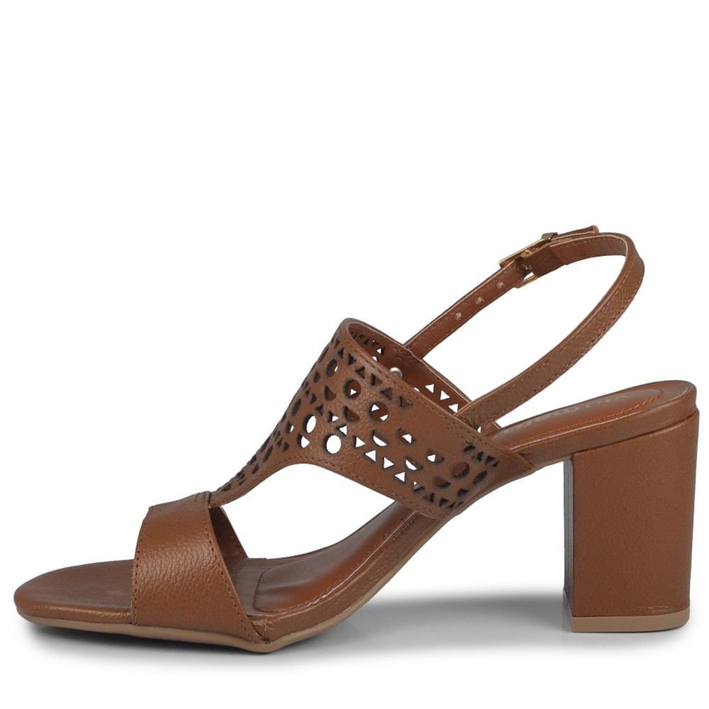 Sandália Salto Bloco Via Marte Feminina 321-006-01 Marrom 3