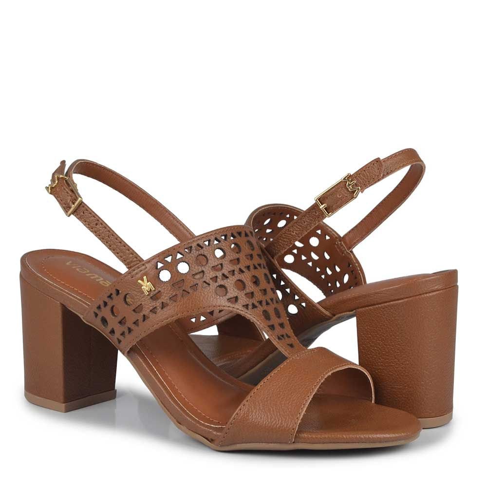 Sandália Salto Bloco Via Marte Feminina 321-006-01 Marrom 6