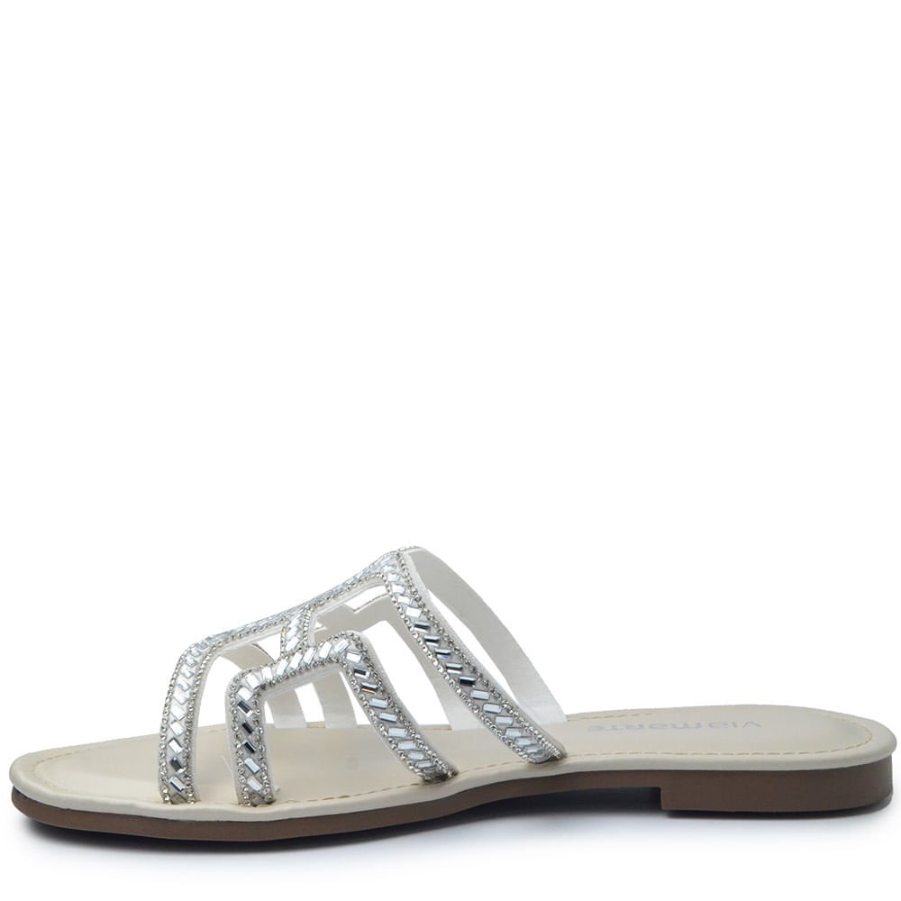 Sandália Rasteira Via Marte Feminina 308-004-01 Branco 3