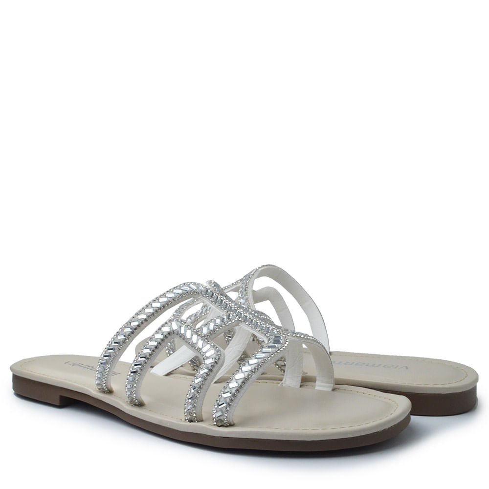 Sandália Rasteira Via Marte Feminina 308-004-01 Branco 6