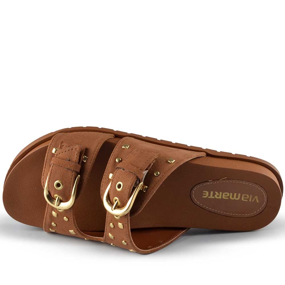 Sandália Papete Via Marte Feminina 174-020-01 Marrom 4
