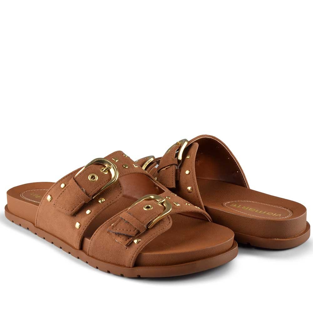 Sandália Papete Via Marte Feminina 174-020-01 Marrom 6